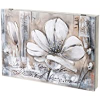 Cubre Contador con Cuadro Pintado en Lienzo con Flores Blanco y Beige para Cajas eléctricas de 46x31 cm